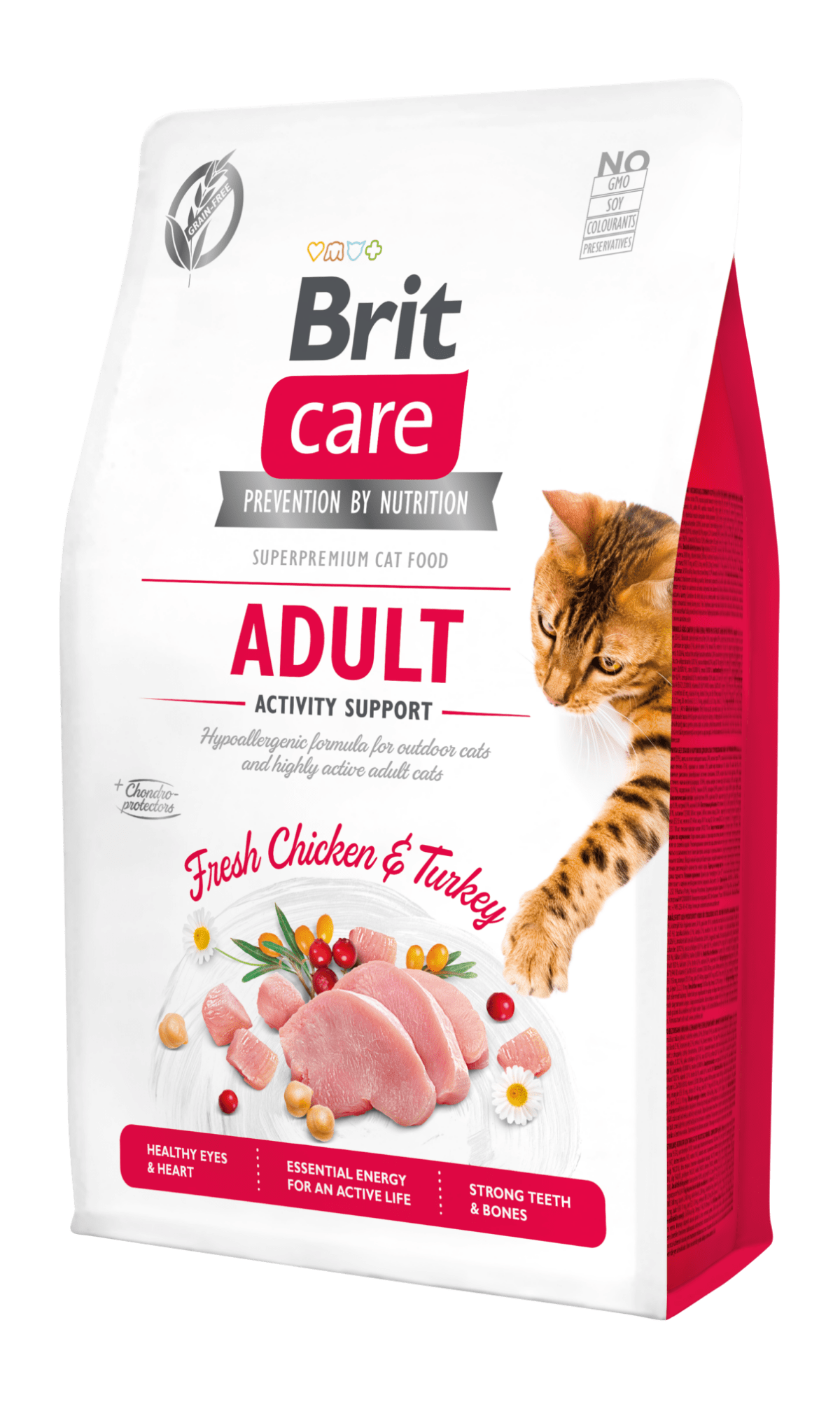 Brit Care teraviljavaba täistoit aktiivsetele õuekassidele kana- ja kalkunilihaga 2kg