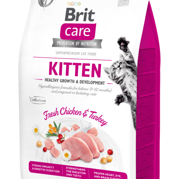 Brit Care teraviljavaba täistoit kassipoegadele kana- ja kalkunilihaga 400g